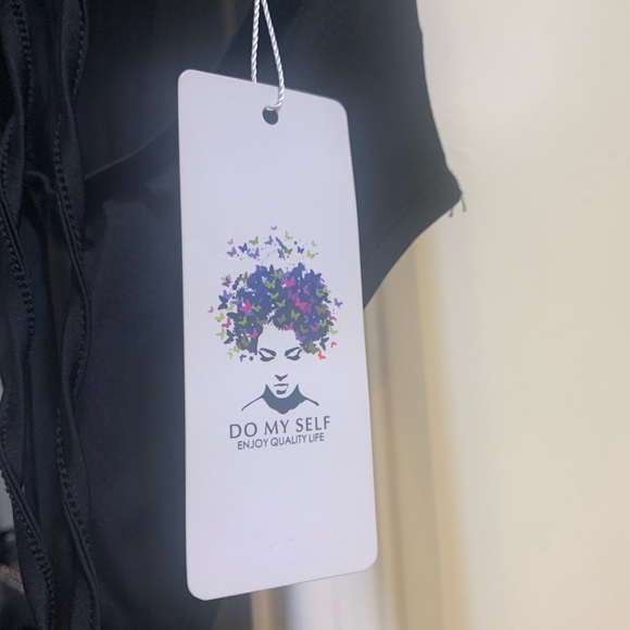 Black Sheer Fur Long Sleeve Bodysuit One Piece Onesie - Picture 6 of 8